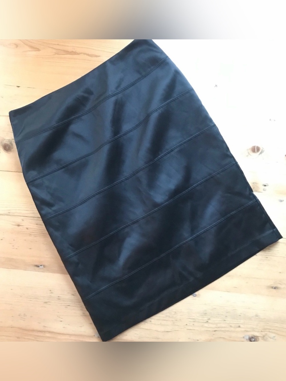 Ronni Nicole Size 10 Black Satin Bandage Pencil Skirt EUC